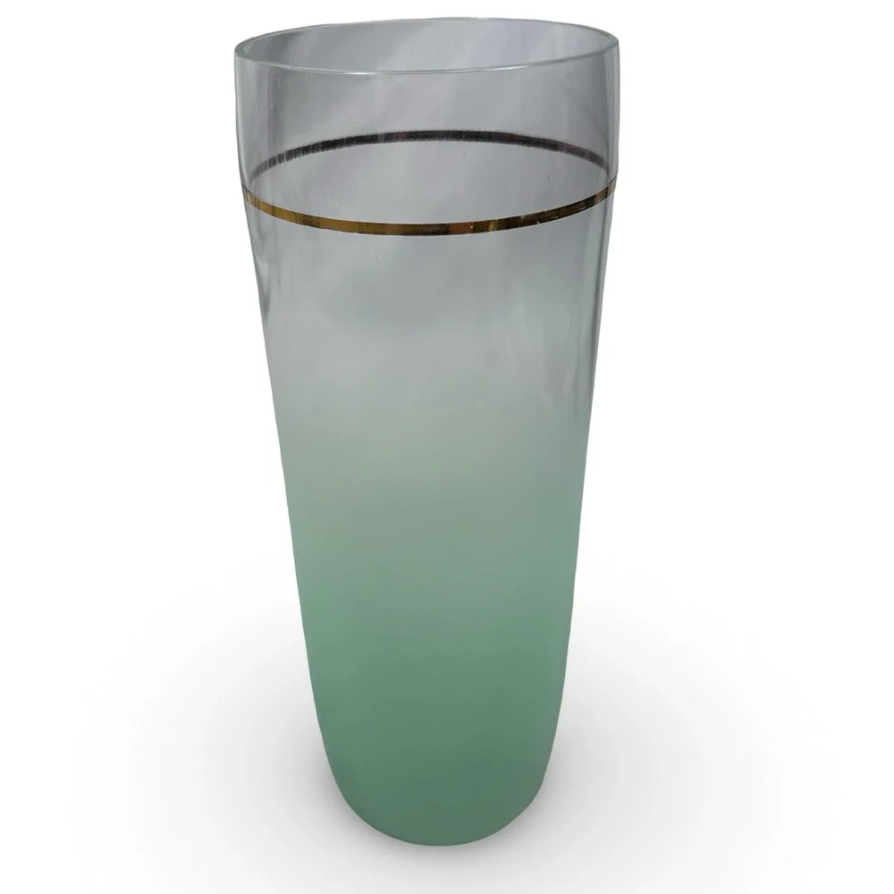 Vintage Mid Century Modern Blendo Seafoam Glass Decanter Carafe 9.5